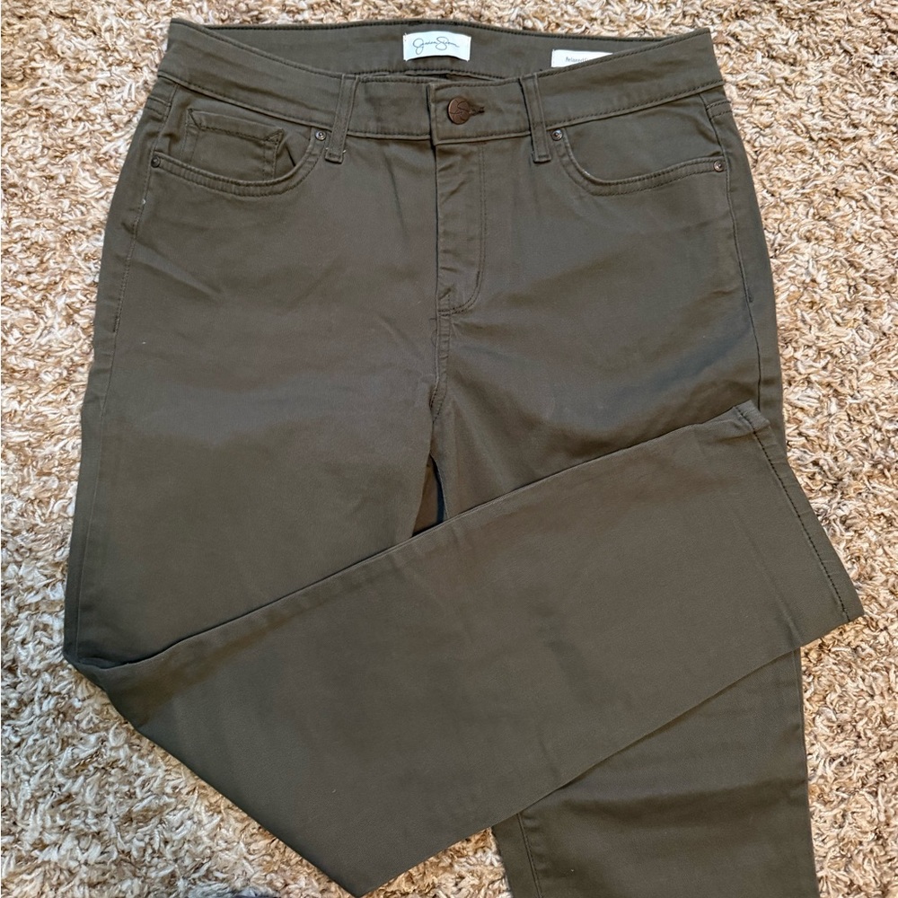 Jessica Simpson Olive Skinny Cropped Pants Casual Womens Size 8 NWOT
